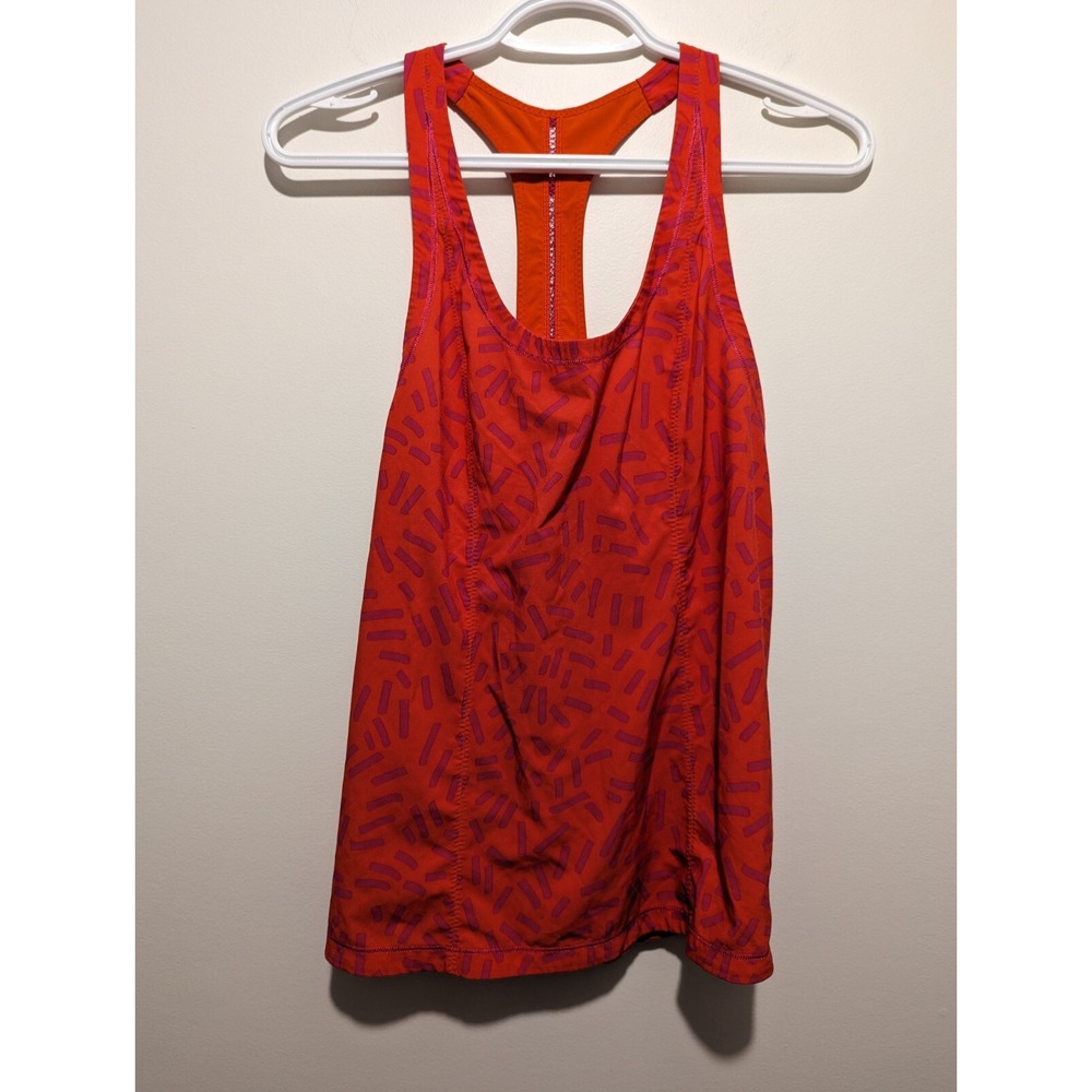 LULULEMON RARE SEAWHEEZE 2014 LIGHTENED UP SINGLET TOP TANK RED BLACK SIZE 6